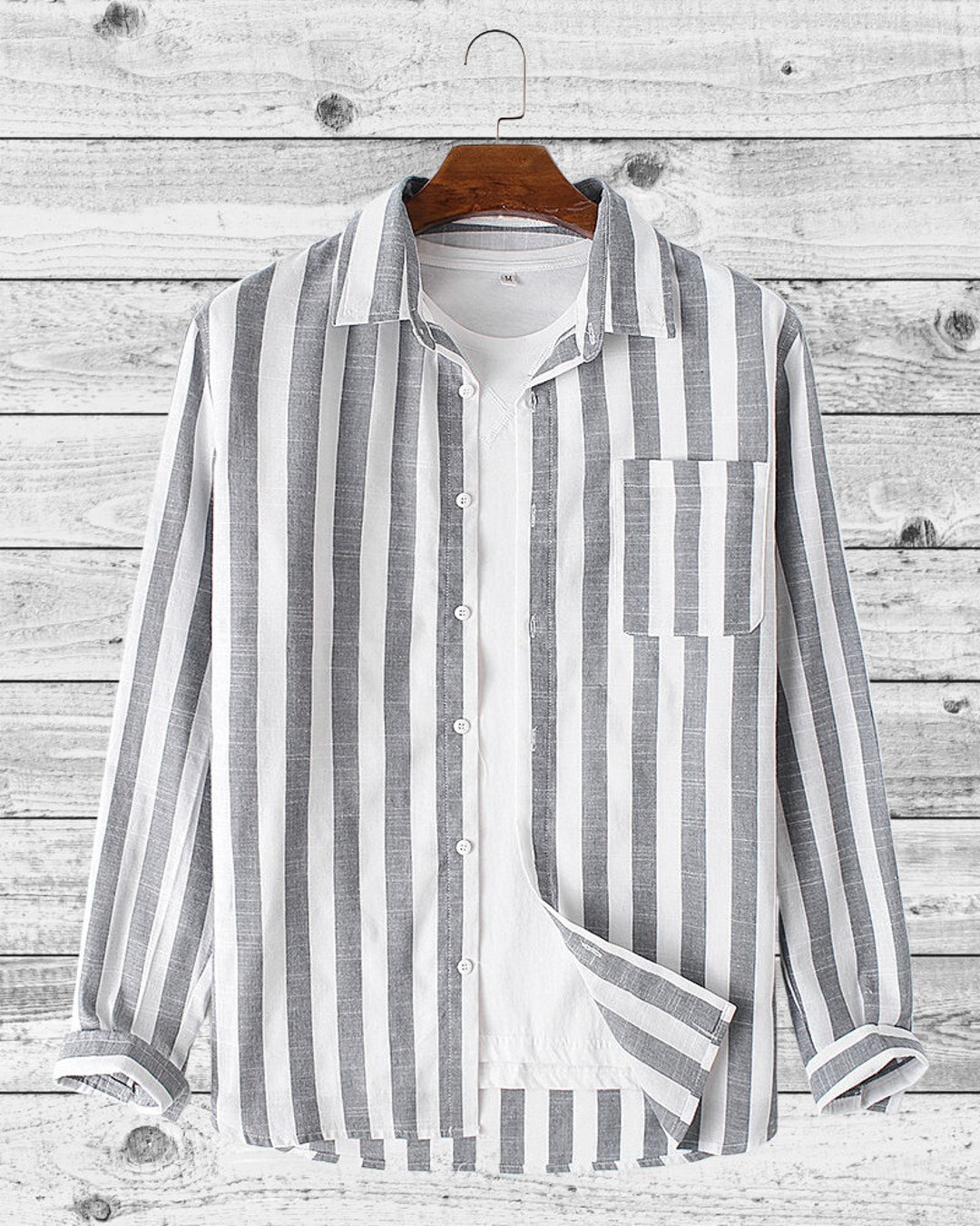 Men's Vintage Striped Long Sleeve Button Down - Etsy