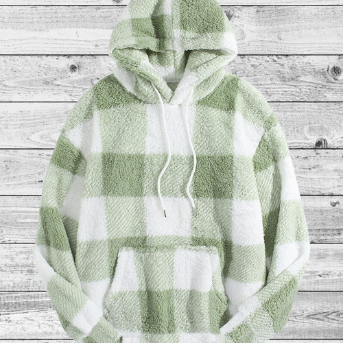 green and white striped hoodie