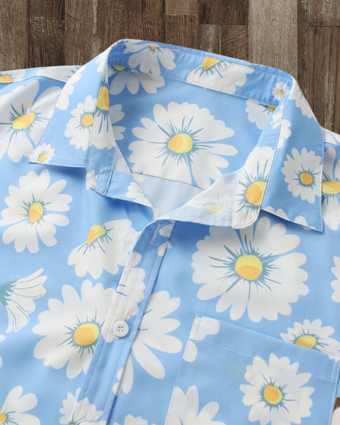 Men's Daisy Floral Print Short Sleeve Button Down Shirt Etsy