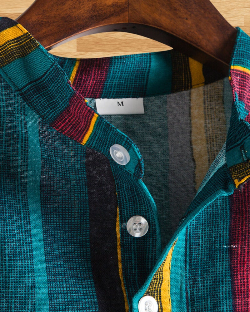 Men's Vintage Striped Button up Henley Shirt - Etsy