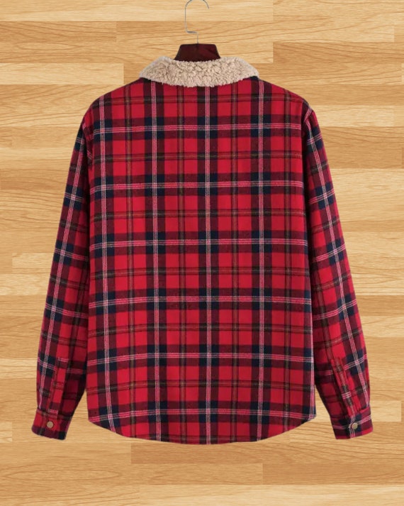 Plaid Flannel Shirt Jacket Wool Blend 