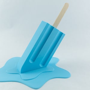 3D Printed XL Melting Popsicle modern art sculpture - Unique Ice Cream Eclectic Home Decor - Giant Pop Baby Shower Party Centerpiece Favor