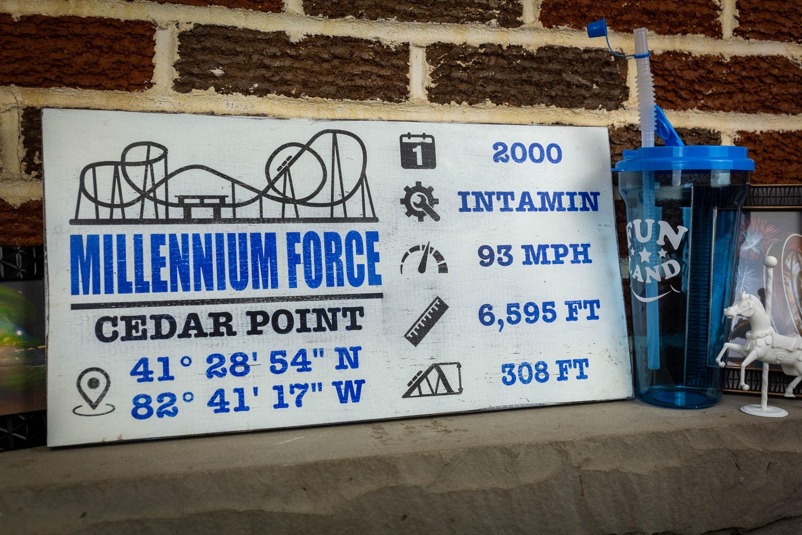 Cedar Point Roller Coaster Sign - Rustic Wooden Theme Park Wall Art ...