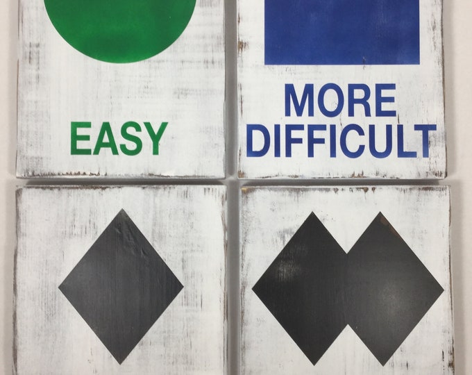 Ski Resort Trail Difficulty - Level Handmade Wood 4 Sign Set Cabin ...