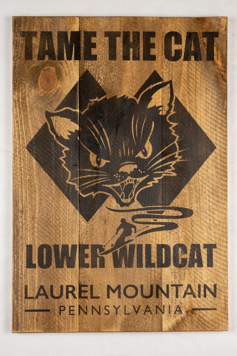 Snowcat Ridge Sign Vintage Style Lower Wildcat Ski Trail Sign - Handmade Rustic Laurel ...