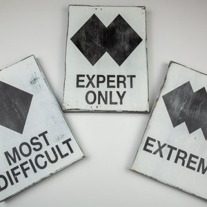 Black Diamond Ski Resort Trail Difficulty - Level Handmade Wood Signs  cabin Lodge Wall Art Decor Gift
