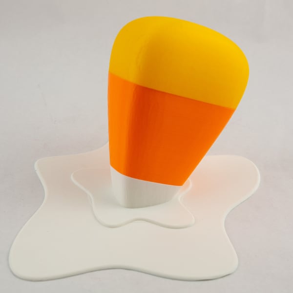 Giant 3D Melting Candy Corn Pop Art Sculpture - Oversized Halloween Treat Modern Art Decor - Unique Glam Thanksgiving Fall Center Piece