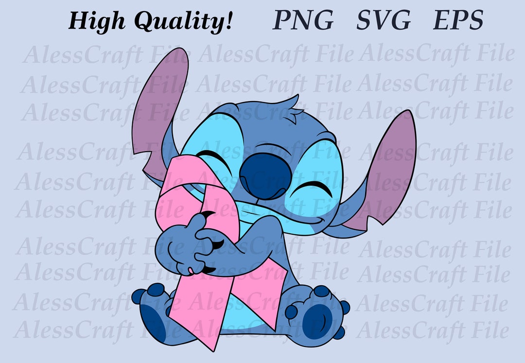 Stitch Holding Ribbon Breast Cancer SVG EPS PNG Files Etsy
