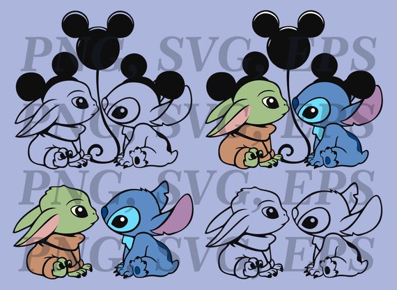 Download Vector Layered And Cut Outline Files Baby Yoda And Stitch 4 Etsy