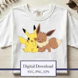 Pikachu & Eevee in Color Vector Layered Custom Cut SVG PNG EPS files