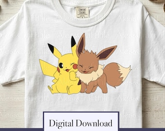 Pikachu Eevee in Color Vector Layered Custom Cut SVG PNG EPS files