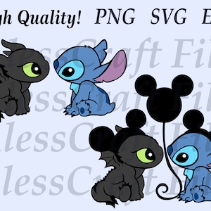 Toothless and Stitch set 2 in color Vector Layered Cut Custom SVG PNG EPS files