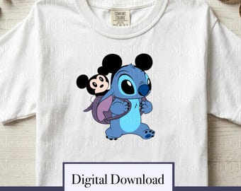 Stitch Mickey Mouse SVG PNG EPS, archivo de corte para Cricut Silhouette (descarga digital)