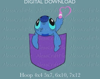 Stitch in Pocket Embroidery Design, Heart Drawing Embroidery File (Digital Download)