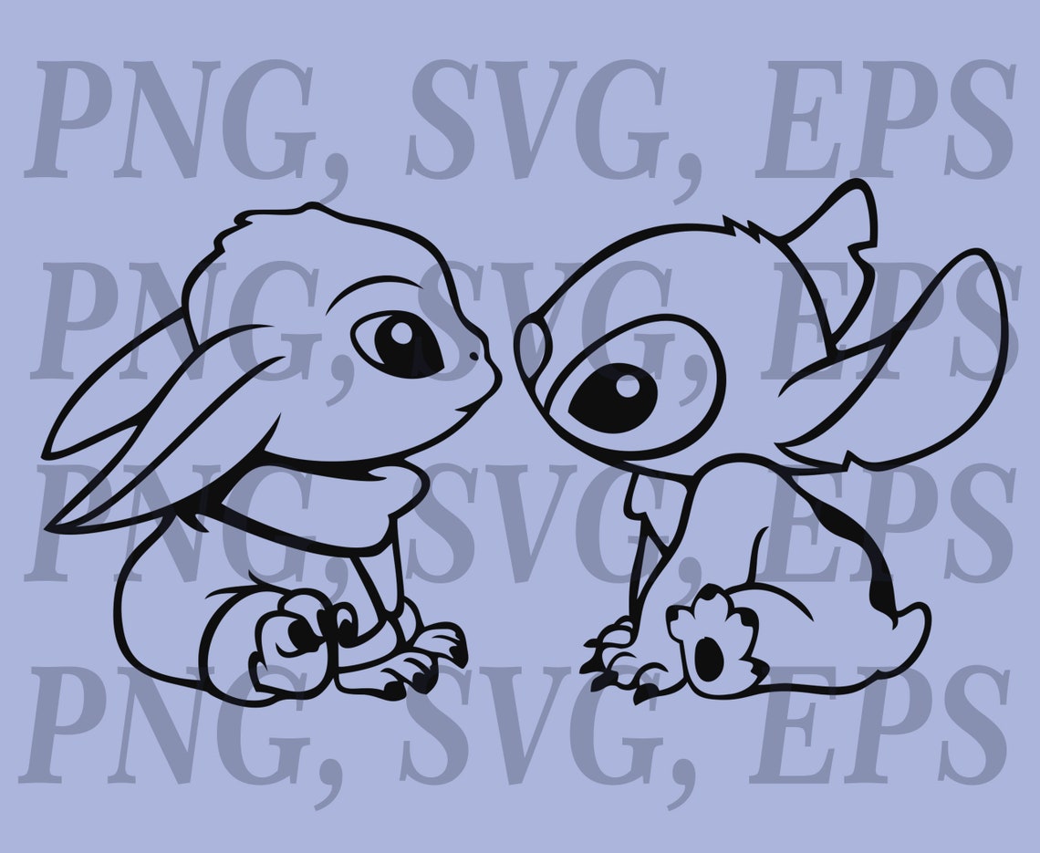 Download Cut Outline Files Baby Yoda & Stitch 2 set with | Etsy
