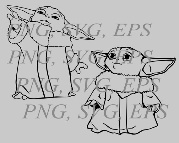 Download Cut Outline Files Baby Yoda 2 Set Svg Png Eps Files Etsy