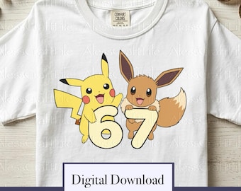 Pikachu Eevee 67 SVG PNG EPS Files | Cricut Silhouette Clipart (Digital Download)