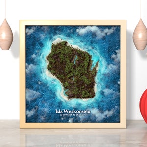 Wisconsin Island Map Print: Wezkonssen Fantasy Art