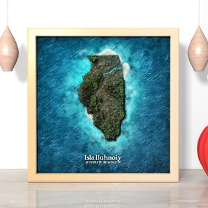Illinois Island Map Print: Novelty State Art