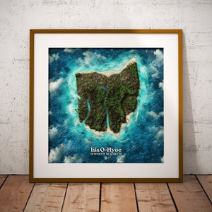 Ohio Desert Island Art Print: Novelty Map of O-Hyoe