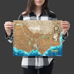 Carte de Victoria à gratter A3. Une carte à gratter de l'État australien de Victoria pour les amateurs de voyages. Cadeau de voyage.