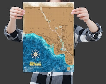 Mapa rascable A3 de Australia del Sur: un recuerdo de viaje