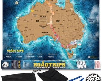 Scratch Off Map of Australia. Roadtrips Edition - a great travel gift idea is this A1 premium travel map