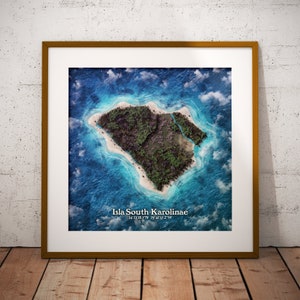 South Carolina Island Map Print: Novelty SC Art