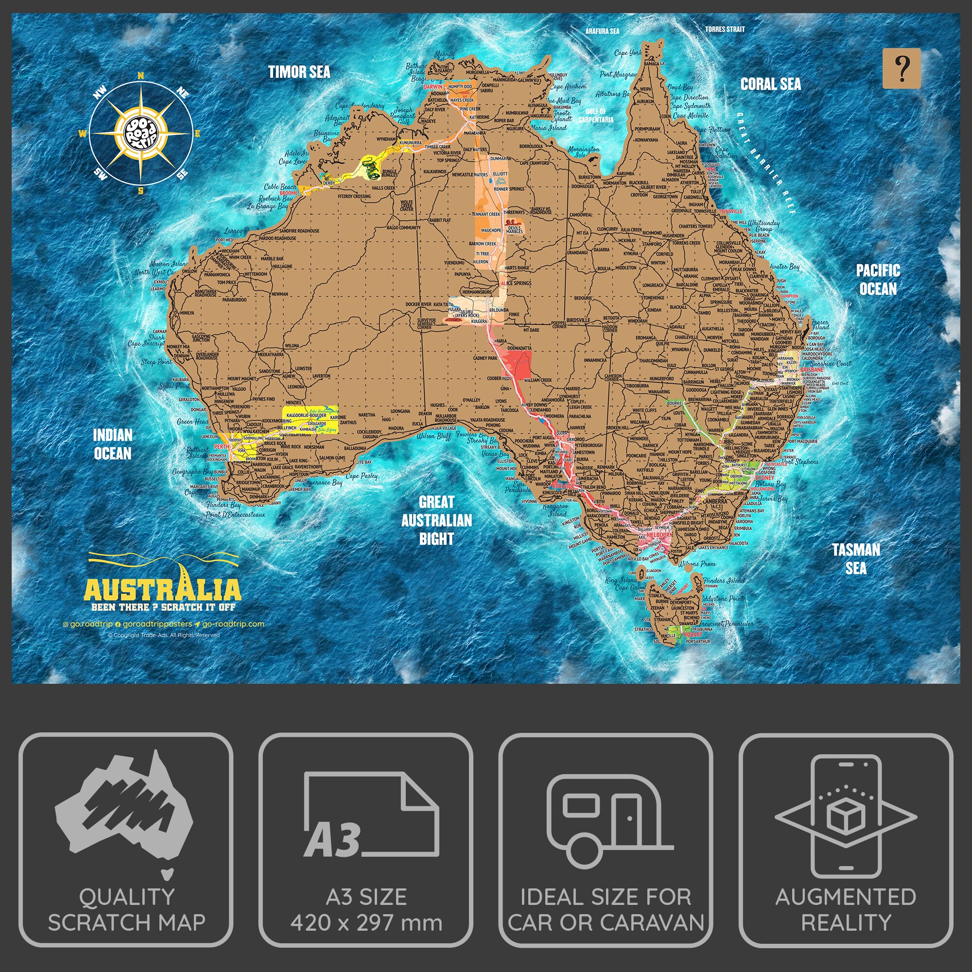 A3 Scratch off Map of Australia. the Best Travel Gift That Etsy Australia