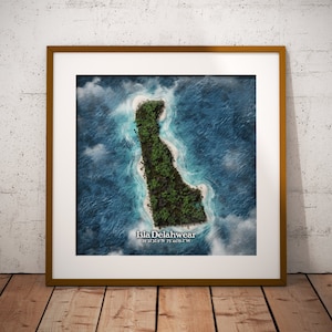 Delaware as Island Art Print: Fantasy Map of Delahwear
