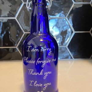 Blue Solar Swing-top Bottle + Ho&#39;oponopono Prayer