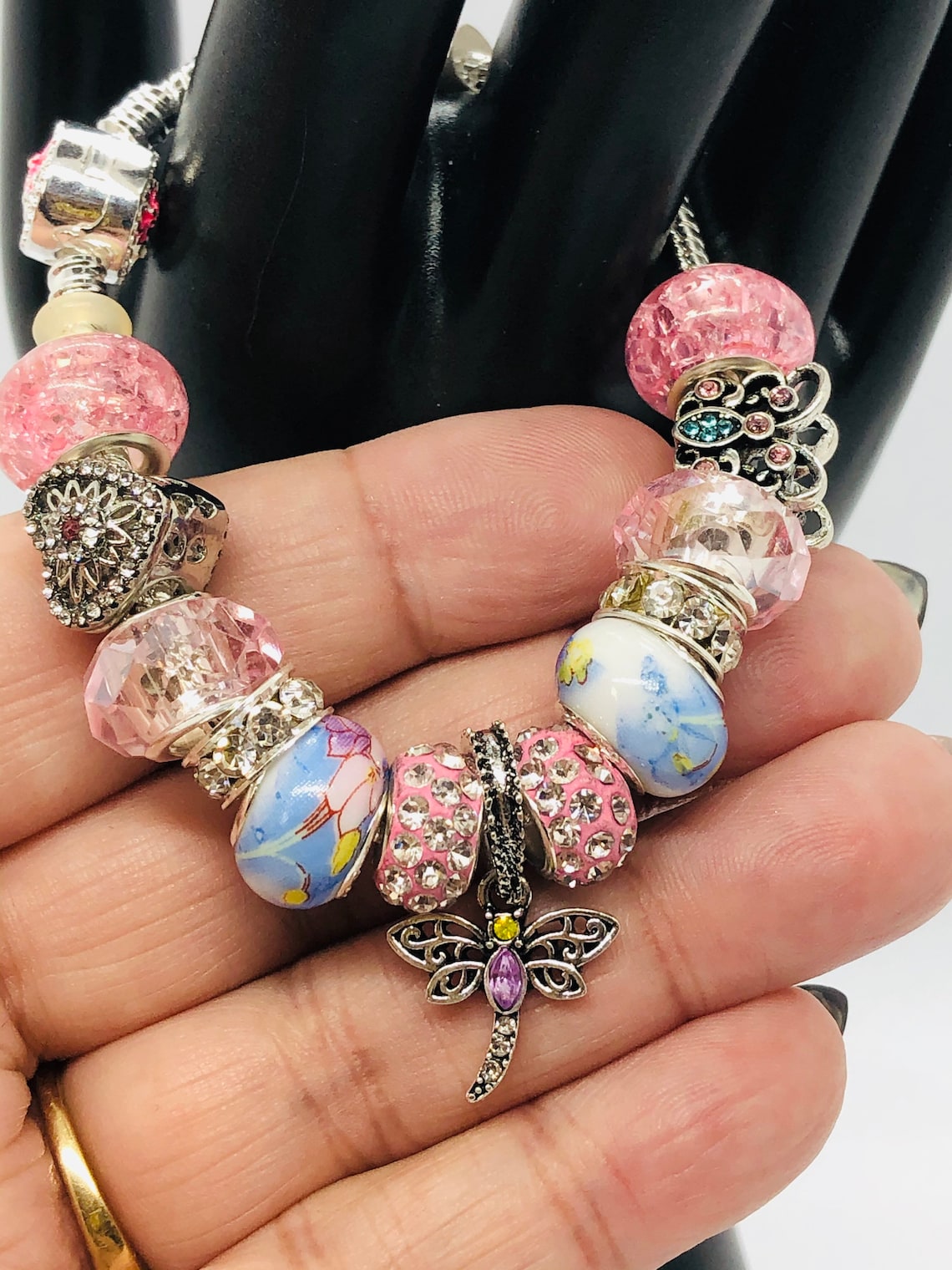 Sweet Pandora Like Charm Bracelet Pretty DRAGONFLY Charm Etsy