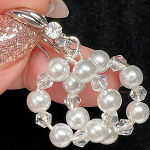 pretty beaded hoop earring, cute earring,  glass pearl hoops, drop earring, fancy hoop. Great gift, beautiful colors