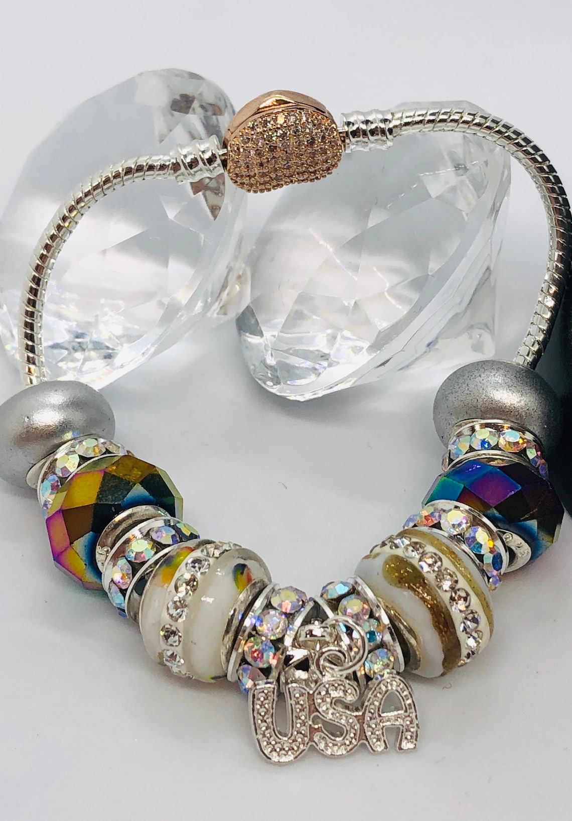 Pandora Like Charm Bracelet. USA Independence Day/charm Etsy