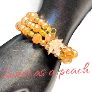 Feeling PEACHY? Adorable Memory Wire Bracelet/Handmade/Fall/neutral colors/Canada Maple leaf/Stunner/Fits most/expandable gift for her