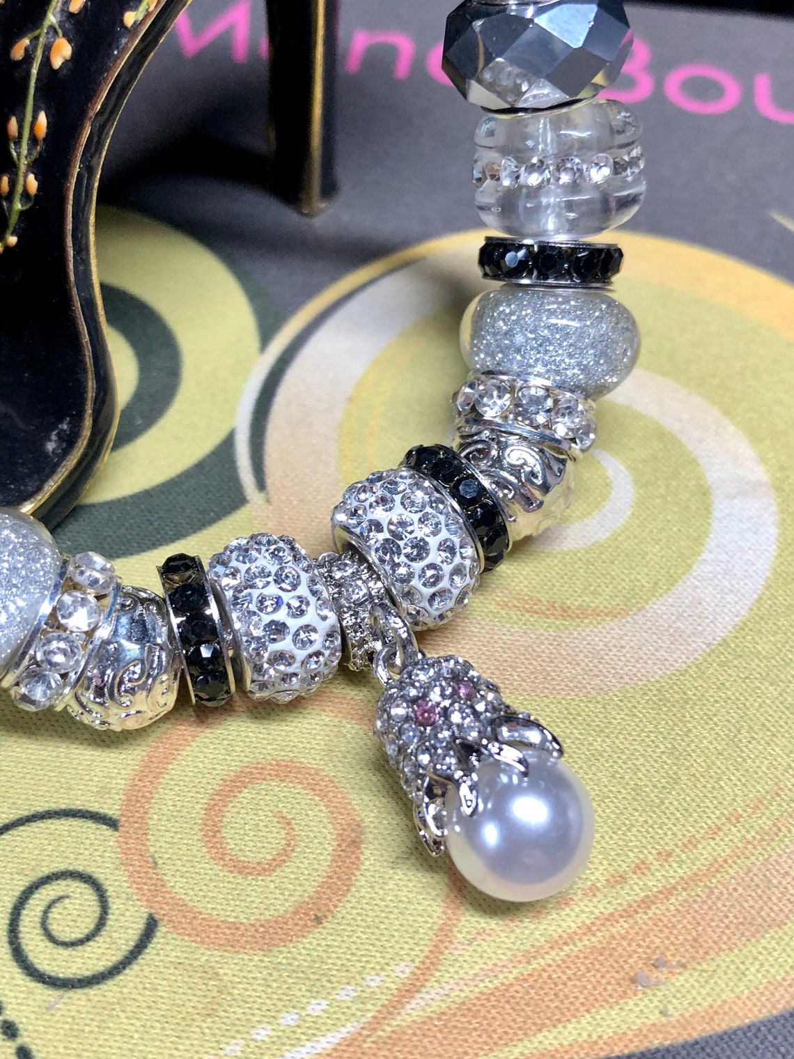 Pandora Like Charm Bracelet. Large Pearl Dangle in a Octopus Etsy