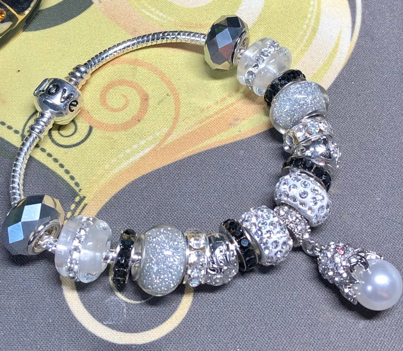 Pandora Like Charm Bracelet. Large Pearl Dangle in a Octopus Etsy