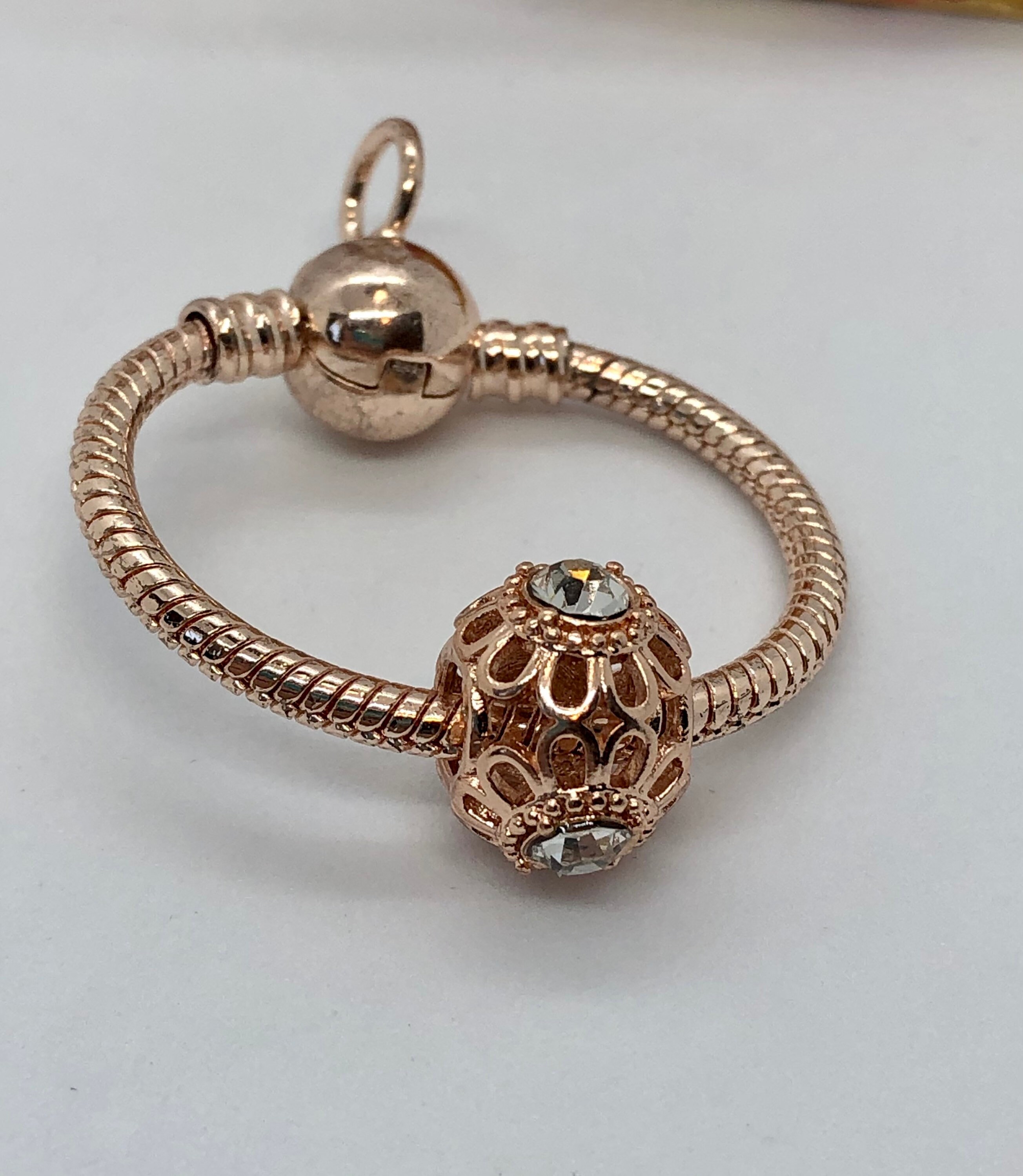 Charm holder hinged like pandora moments one rose gold Etsy