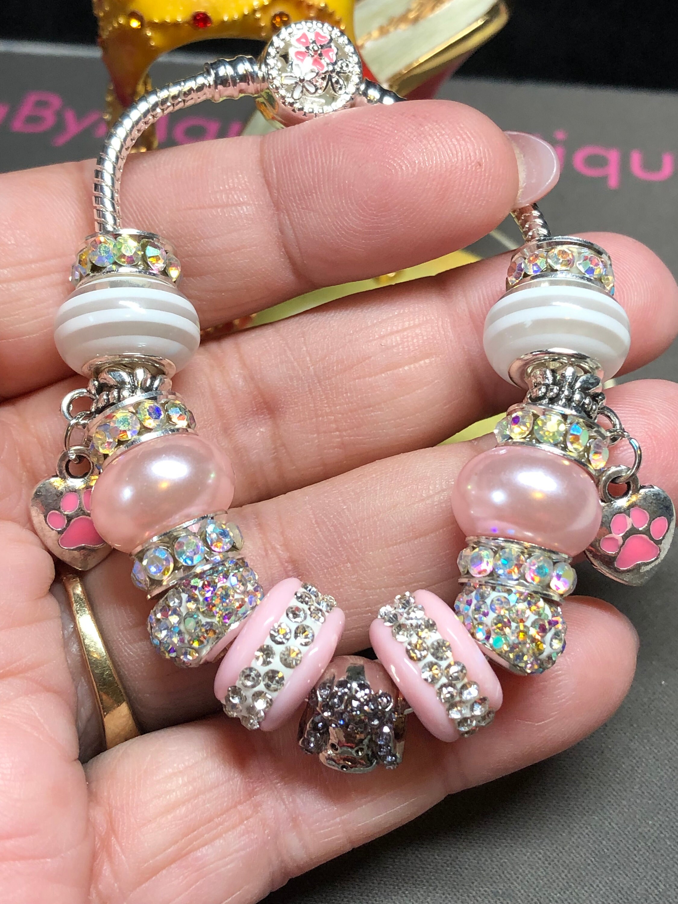 Pandora Like Charm Bracelet Pretty Poodle Rhinestone Dog Etsy UK