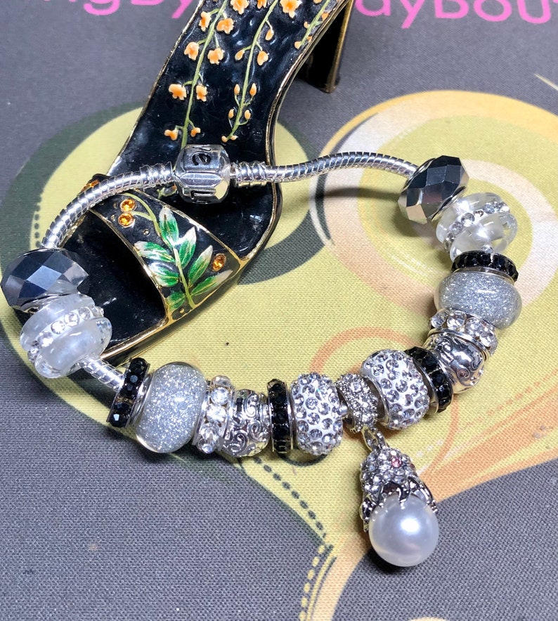 Pandora Like Charm Bracelet. Large Pearl Dangle in a Octopus Etsy