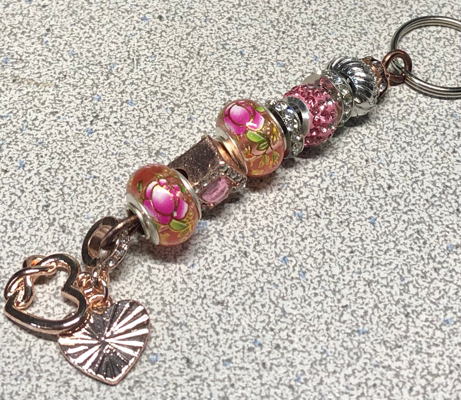 PANDORA Inspired Rose Gold 2 Pce HEART Key Fob/keychain for Etsy UK