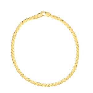 14K Yellow Gold Fancy Twisted Link Polished Bracelet 2.7mm with Lobster Claw 3 grams for Men And Women