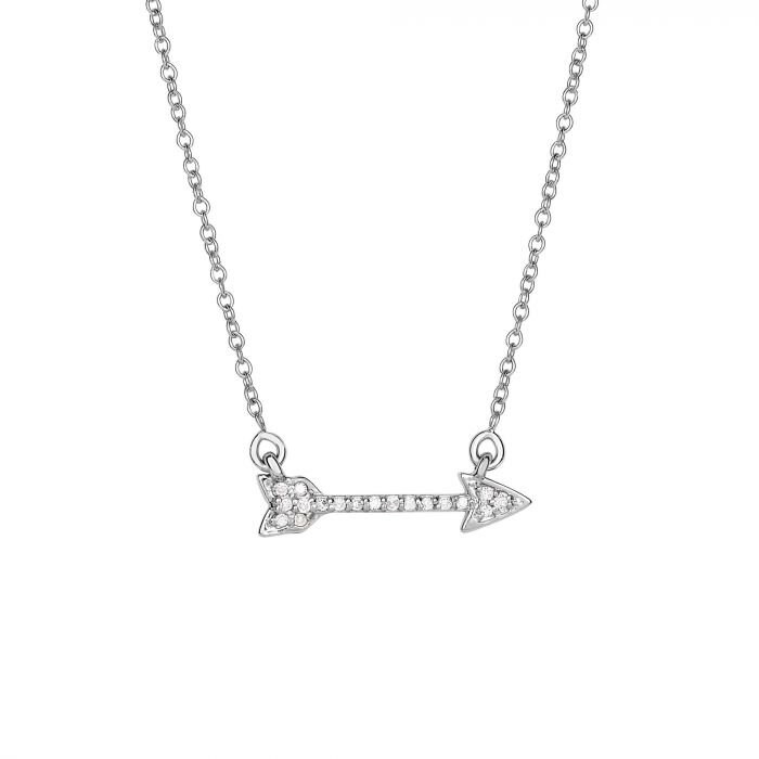 14K White Gold 18 .10ct Diamond Arrow Necklace With - Etsy UK
