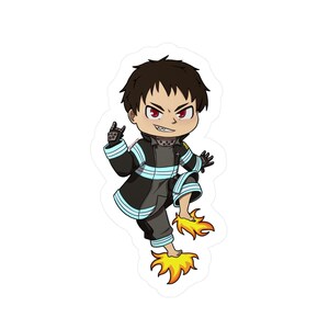 Shinra Kusakabe FireForce Anime Sticker, Japanese Manga Decal