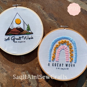 A Great Work 2021 LDS Youth Theme Embroidery Pattern- LDS- Digital Download- A Great Work- D&C 64:33-34- YW Theme 2021- Girls Camp craft