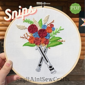 Snips- Ahsoka Inspired Embroidery Pattern- Saber Bouquet- SW Embroidery Pattern- SW- PDF Embroidery Pattern- Star Wars Inspired Embroidery