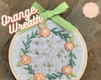 Christmas Oranges- Oranges Embroidery Design- Christmas Embroidery- Embroidery Pattern and Tutorial- PDF Pattern- Christmas Decoration