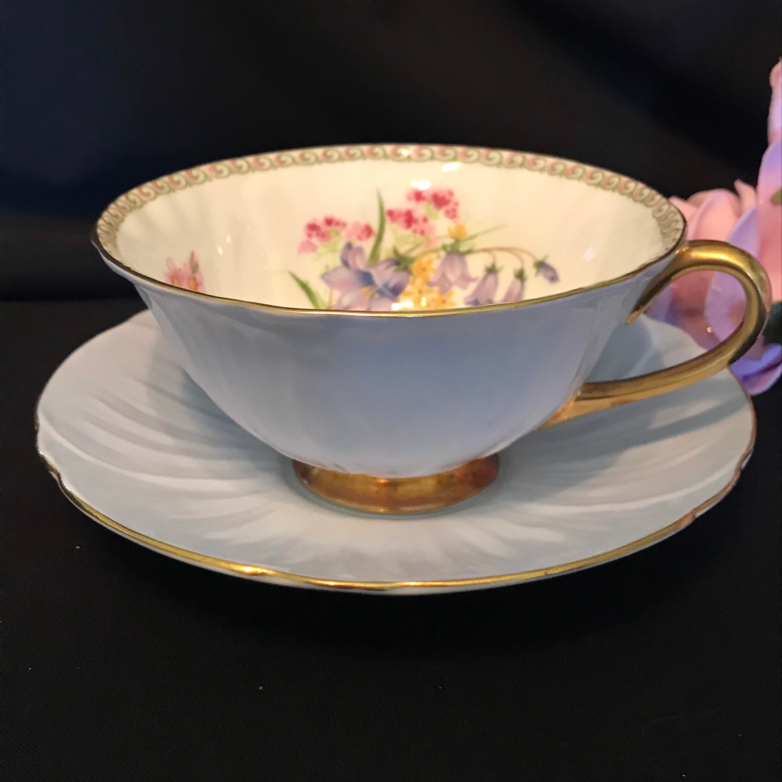 Shelley England Oleander Wildflower Tea Oleander Cup Saucer Etsy