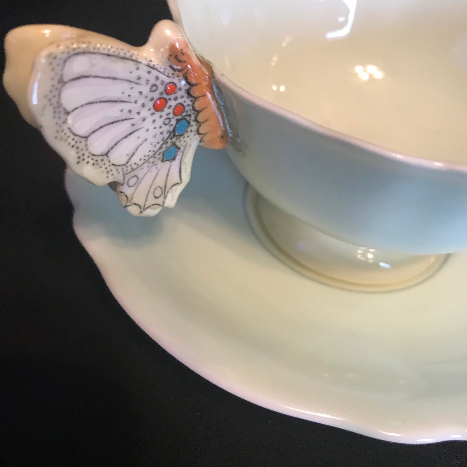 Vintage Butterfly cup and saucer set Paragon rare Pastel Mint Etsy