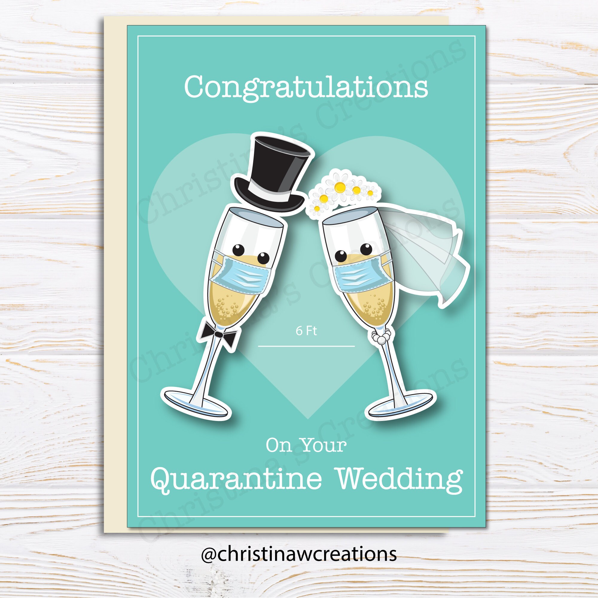 Cute Covid Wedding Card Pandemic Wedding Funny Elopement Etsy